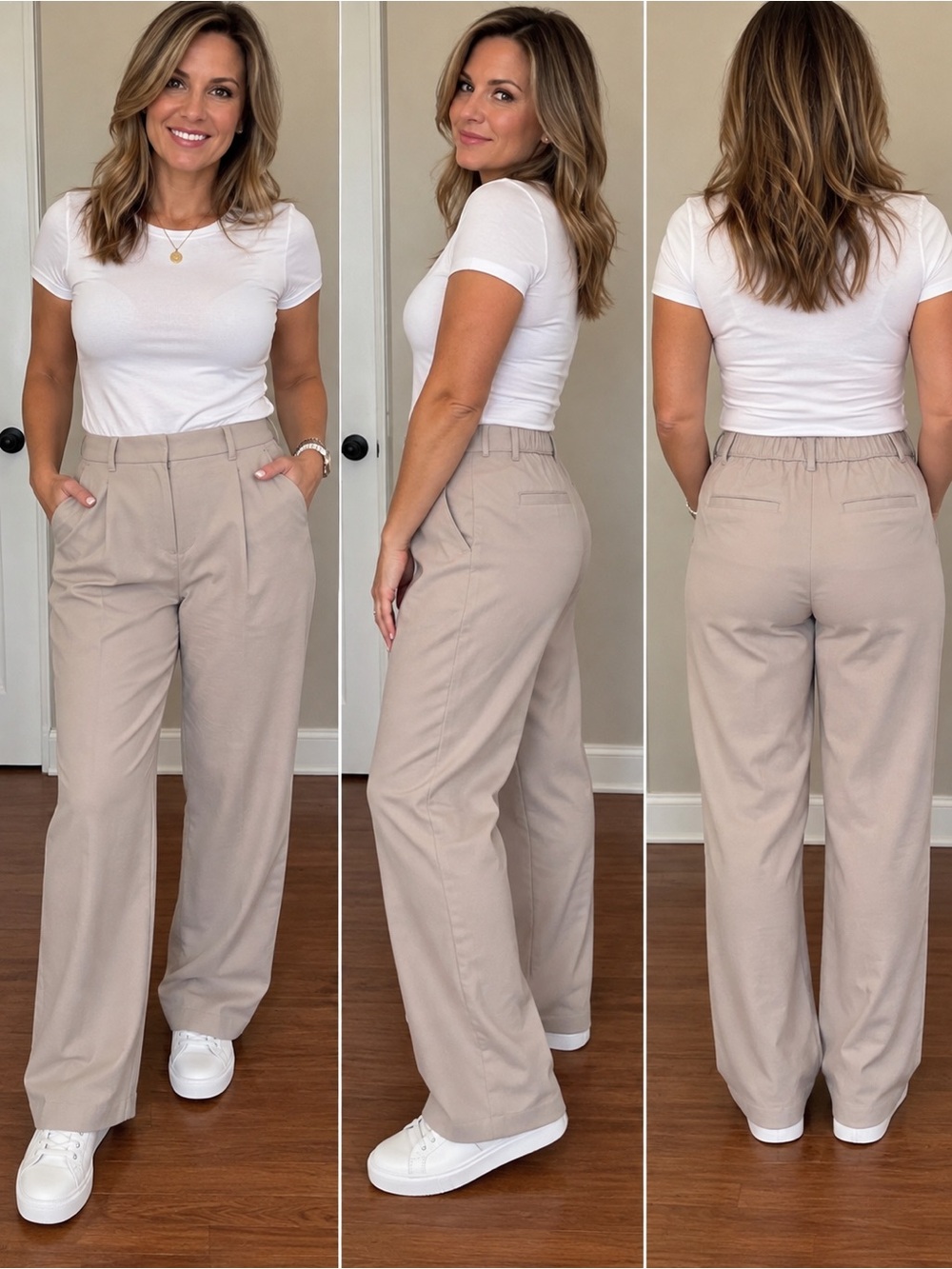 Aeropostale Beige High-Rise Wide Leg Pants